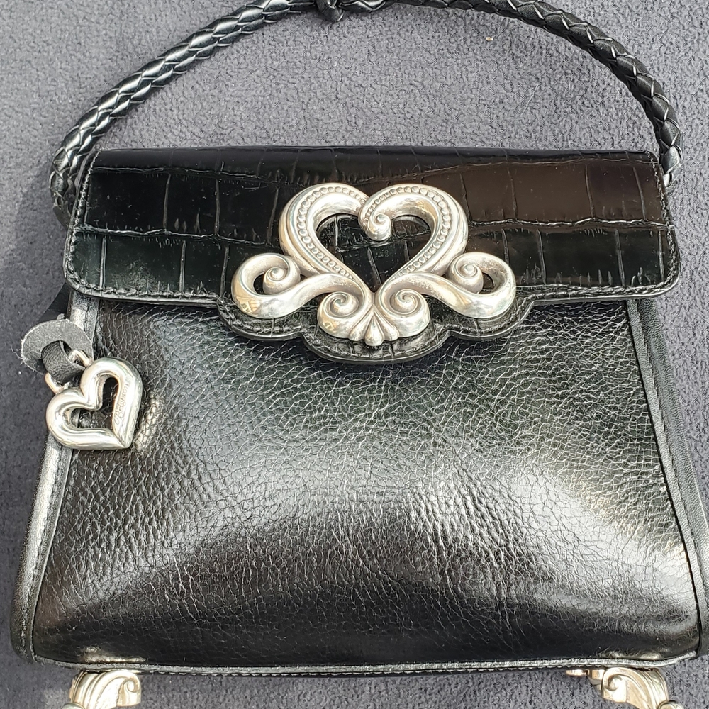 Brighton Black Shoulder Bag with Silver Heart Accent - Picture 2 of 3